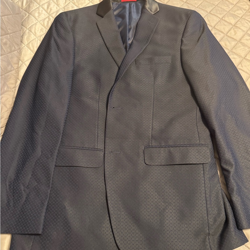 Men's Navy Blazer with black collar